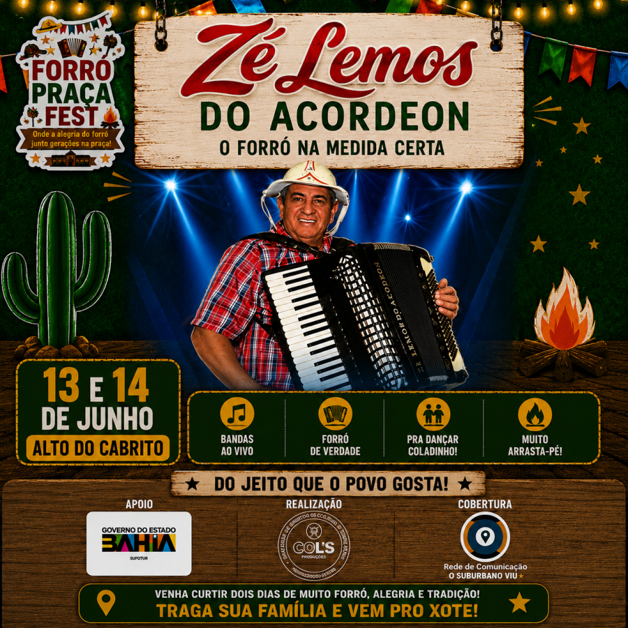 Forró Praça Fest confirma Zé Lemos do Acordeon como segunda atração oficial da 2ª edição