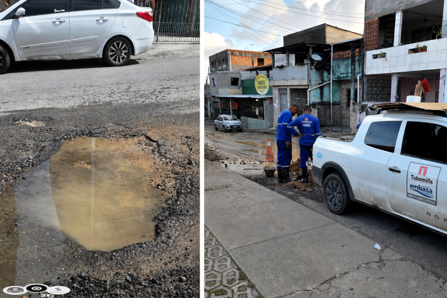 Vazamento é resolvido após denúncia do Portal; Embasa envia equipe ao Alto do Cabrito