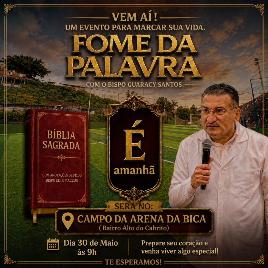 FOME DA PALAVRA SERÁ REALIZADO NO CAMPO ARENA DA BICA, NO ALTO DO CABRITO